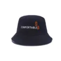 Black cotton bucket hat with custom embroidery, casual unisex sun hat for outdoor wear. - M (56-58cm) / Style 15