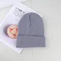 Berretto in maglia grigio cappello caldo invernale casual tinta unita accessorio copricapo morbido - Taglia unica / Grigio
