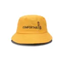 Yellow embroidered bucket hat for adults, casual unisex foldable cotton sun hat stylish. - M (56-58cm) / Style 17