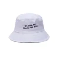 White embroidered bucket hat for adults, unisex foldable casual cotton basin hat daily wear. - M (56-58cm) / Style 24