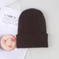 Berretto in maglia marrone tinta unita per uomo e donna inverno caldo antivento cappello casual - Taglia unica / Caffè
