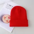 Berretto in maglia rossa invernale caldo cappello di lana tinta unita unisex casual - Taglia unica / Rosso