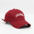 Close-up detail of burgundy baseball cap with white embroidered lettering front view. - Normal Head Circumference [54-59CM] / Burgundy
