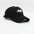 Gorra de béisbol negra de algodón con bordado de letras blancas para protección solar - Talla Estándar (54-59CM) / Negro