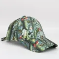 Close-up detail view of outdoor camo baseball cap, forest tree leaf tactical fishing hat. - Adjustable / Color 1