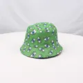 Green eye print bucket hat for outdoor sun protection stylish casual summer fisherman hat. - Green