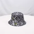 Sombrero de pescador con estampado de graffiti en blanco y negro, gorro de sol variante. - Color 2