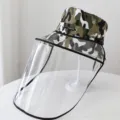 Camouflage bucket hat with clear protective face shield for outdoor anti-saliva and oil. - One Size / Green White Camo with Shield