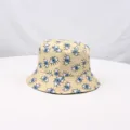 Sombrero de pescador reversible con estampado de ojos de dibujos animados para viajes y uso diario. - Blanco Roto
