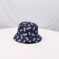 Blue evil eye print bucket hat, casual outdoor sun protection fisherman cap for daily wear. - Navy Blue