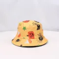 Halloween printed bucket hat casual outdoor sun protection fisherman cap yellow fashion women - Yellow