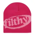 Gorro de punto rosa para invierno, gorro térmico elegante con diseño Filthy moderno. - Talla única / Rosa rojo