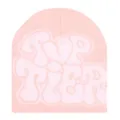 Gorro de punto rosa de invierno cálido con diseño de letras top tier estilo casual. - Rosa