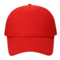 Primer plano de la gorra de béisbol roja con parte trasera de malla transpirable. - Ajustable / Rojo