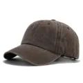 Vintage washed distressed baseball cap for outdoor sun protection casual stylish cotton dad hat - Coffee