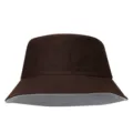 Chapeau bob réversible uni en détail, coton marron et gris pour protection solaire. - Taille Unique (54-58cm) / Café