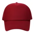 Close-up detail of the breathable mesh back and curved brim on the solid red baseball cap. - Adjustable / Burgundy