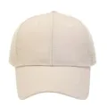 Beige mesh trucker baseball cap detail closeup, breathable summer sun hat for outdoor wear. - Off White