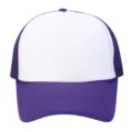 Summer breathable mesh baseball cap, solid color purple and white trucker sun hat. - Adjustable / Purple and White