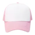 Summer breathable mesh baseball cap, solid pink and white outdoor sunshade trucker hat. - Adjustable / Pink & White