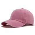 Gorra de béisbol vintage lavada rosa, sombrero de sol casual de algodón con visera. - Rosa