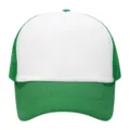 Summer breathable mesh baseball cap with white foam front panel and green trucker design. - Adjustable / Green White Patchwork