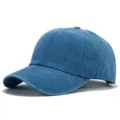 Vintage washed distressed baseball cap casual sun protection outdoor plain dad hat for men women - Emerald Blue