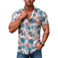 Men's Tropical Hawaiian Short Sleeve Shirt Casual Beach Button Down Summer Vacation Top - M / Tops / As Shown