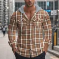 Camicia di flanella con cappuccio a quadri vintage da uomo giacca casual autunno inverno top - Taglia S / Giallo