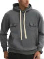 Felpa con cappuccio tattica grigio scuro da uomo, felpata con tasche sul petto. - Taglia S / Grigio scuro
