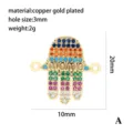Pendentif breloque main Hamsa MAMA plaqué or cuivre strass coloré accessoire bijoux DIY - Connecteur Main de Fatma mama