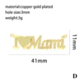 Pendentif lettre I love Mami en cuivre plaque or accessoire bijoux DIY 41x11mm 3g - Pendentif Barre Longue I♥Mami