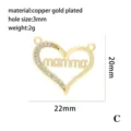 Pendentif cœur mamma en cuivre plaqué or accessoire de bijoux pour collier bracelet DIY - Pendentif Cœur Évidé mamma