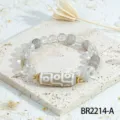 Tibetan style gemstone bracelet with vintage dzi bead and crystal beads for ethnic look. - Clear Crystal Dzi Bead Style (BR2214-A)