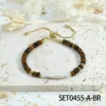 Bracelet Perle Baroque Oeil de Tigre Coulissant Ajustable Bijoux Rétro Dorés - Bracelet Oeil de Tigre(SET0455)