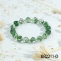 Brazalete de cuentas de vidrio de cristal verde facetado con separadores dorados de moda. - Estilo D (BR2211-D)