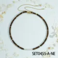 Collier reglable avec perles en oeil de tigre et perle baroque, bijou de style retro. - Collier Oeil de Tigre(SET0455)