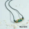 Colorful candy evil eye necklace, handmade braided rope six-sided prism pendant jewelry variant. - Painted Enamel Hexagonal Prism Style (NE2720-E)