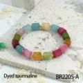 Kleurrijke toermalijn kubus kralen armband stapelbare modieuze hand sieraden voor dagelijks - Kleurrijke vierkante gefacetteerde kralen (BR2205-A) / 8x10mm