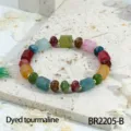Kleurrijke geverfde toermalijn kralen armband, modieuze edelsteen stapelbare sieraden. - Vierkante ronde kralen gemengde stijl (BR2205-B)