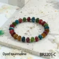Kleurrijke gemaakte toermalijn kralen armband met gouden afstands kralen, stijlvolle sieraden. - Kleurrijke ronde kralen stijl (BR2205-C) / 5x8mm