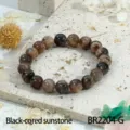 Natuurlijke zwartgekernde zonnesteen kralenarmband elegante sieraden voor dames chic - Zwartkern-Zonnesteen (BR2204-G)