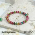 Kleurrijke toermalijn edelsteen kralen armband, handgemaakte stapelbare sieraden voor dagelijks. - Cilindrische kralen stijl (BR2205-D) / 3x6mm