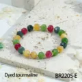 Kleurrijke gefacetteerde tourmalijn kraal armband met gouden spacers, elegante sieraden. - Kleurrijke gefacetteerde ronde kralen (BR2205-E) / 6X8mm