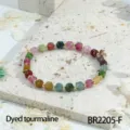 Kleurrijke geverfde toermalijn kraal armband met goudkleurige metalen afstandhouders stijl. - Veelkleurige gefacetteerde kralen (BR2205-F) / 6mm