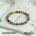 Kleurrijk geverfd toermalijn kralenarmband met gouden afstandsralen stijlvolle dames sieraden - Veelzijdig gefacetteerde natuurlijke kralen (BR2205-G)