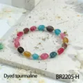 Kleurrijke toermalijn kralen armband dopamine edelsteen sieraden stapelbare armband voor dames - Ovale edelsteenkralen (BR2205-H) / 7X9mm