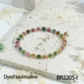 Kleurrijke toermalijn kralen armband met gouden kralen modieuze damesstapelbare sieraden. - Eenvoudige modestijl (BR2205-I) / 4mm
