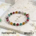 Kleurrijke toermalijn kraalarmband met gouden accentkralen, elegante mode sieraden. - Exquise ronde kralen stijl (BR2205-J) / 6mm