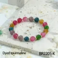Kleurrijke geverfde toermalijn kralenarmband met metalen afstandhouders, modieuze stapelbare sieraden. - Mode kleurrijke ronde kralen (BR2205-K) / 8mm